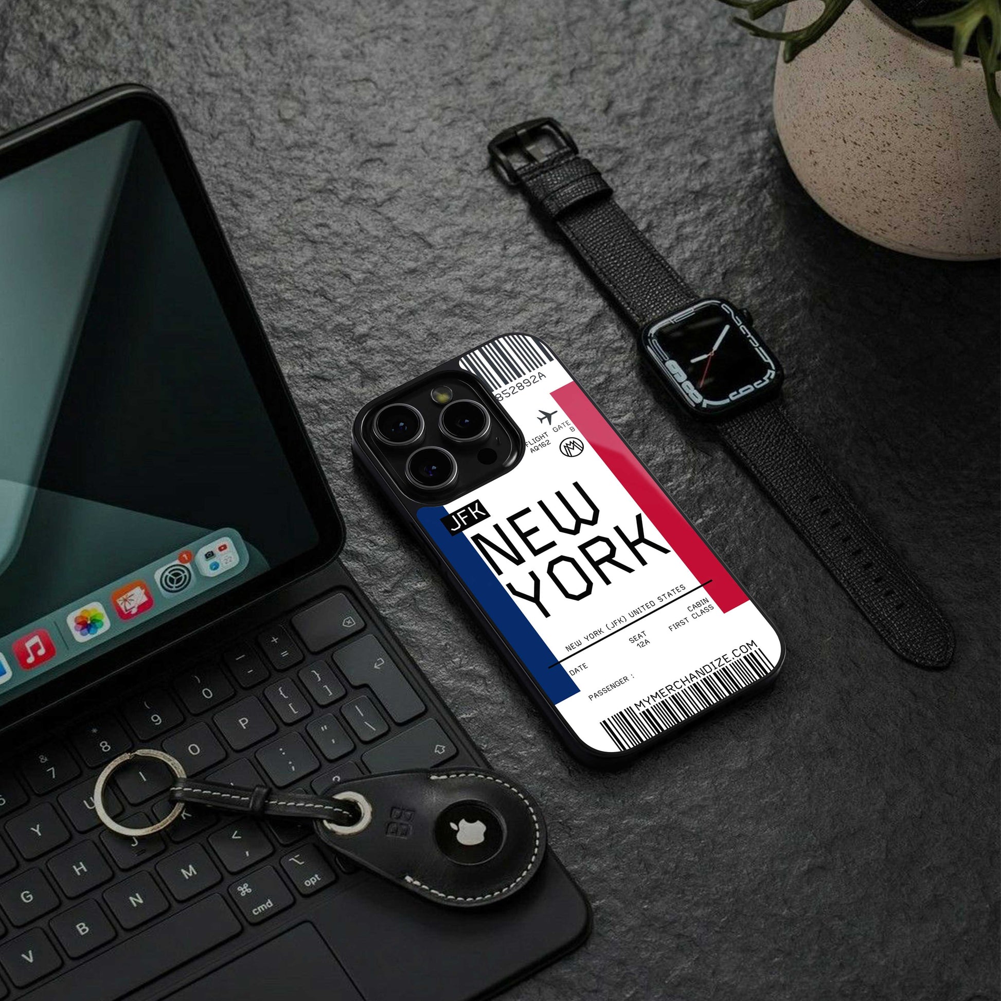new york boarding pass back phone cover | glass case for iphone 14