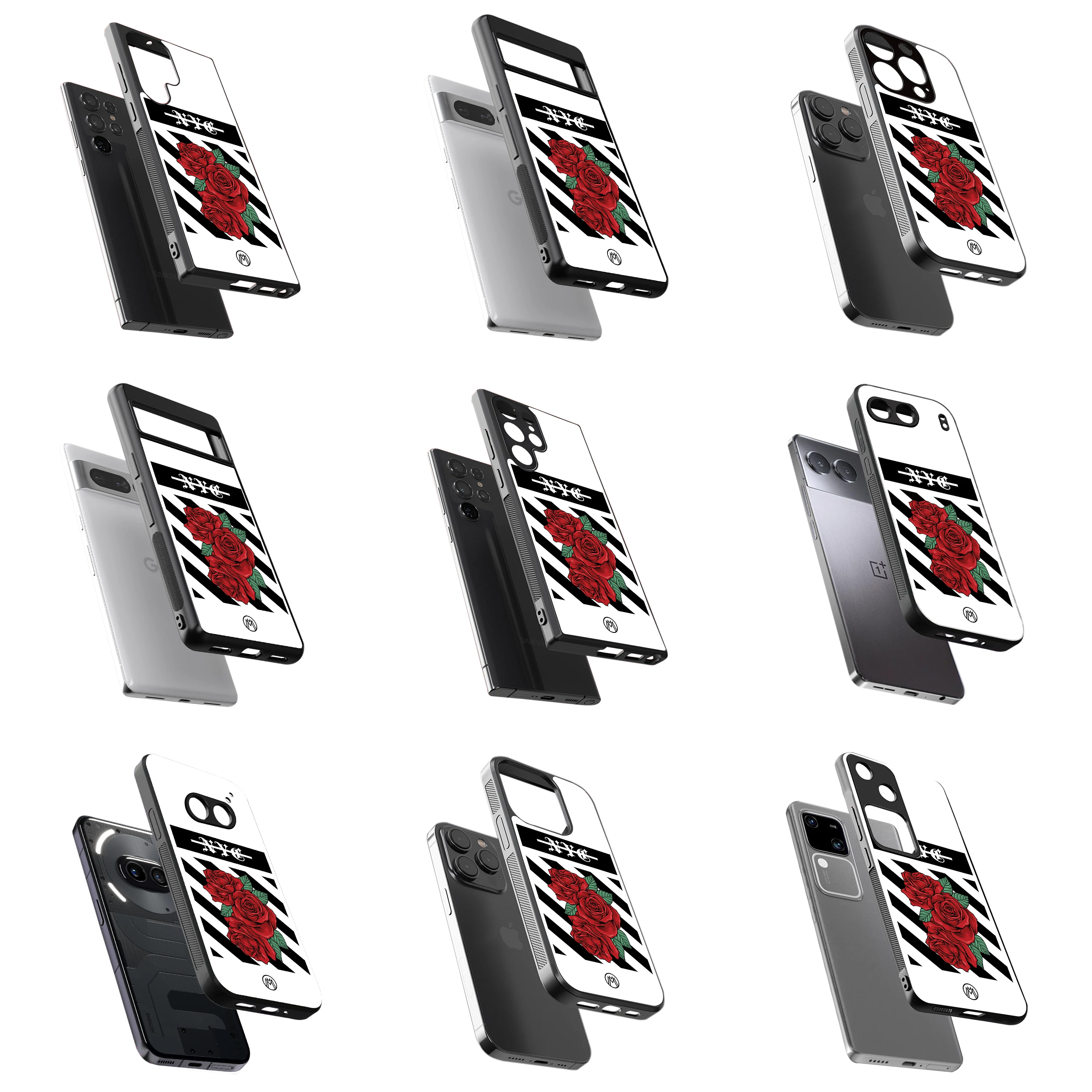 Durable Glass Back Mobile Case for iPhone, Samsung, OnePlus, Google Pixel, Redmi, Vivo, Oppo