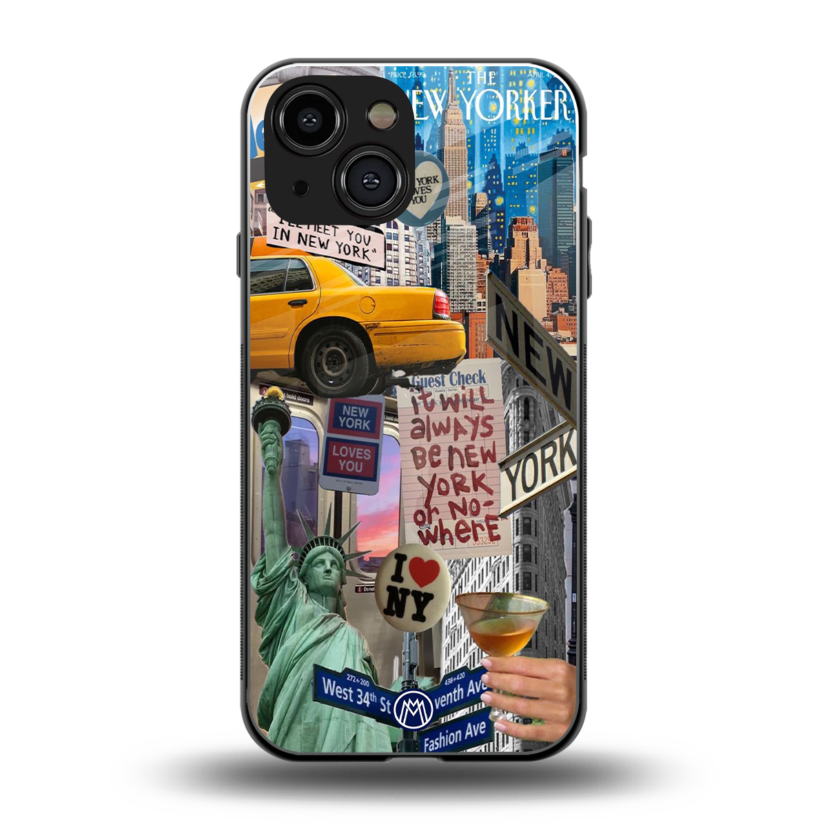 newyorker back phone cover | glass case for iphone 13 mini