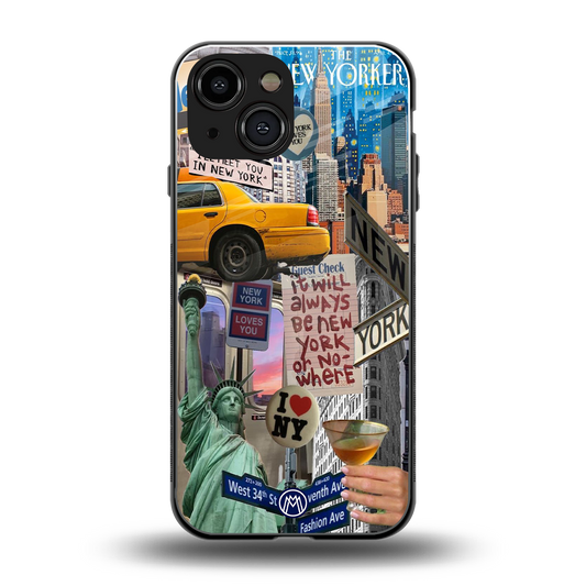 newyorker back phone cover | glass case for iphone 13 mini