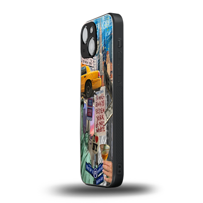 newyorker back phone cover | glass case for iphone 13 mini