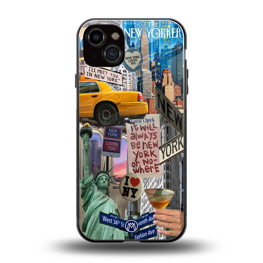 newyorker back phone cover | glass case for iphone 14 plus