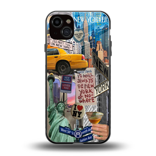 newyorker back phone cover | glass case for iphone 14 plus