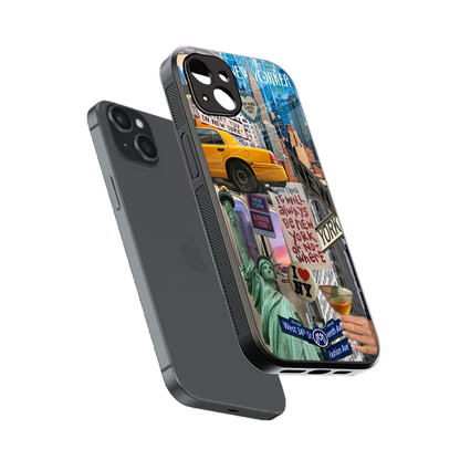 newyorker back phone cover | glass case for iphone 14 plus
