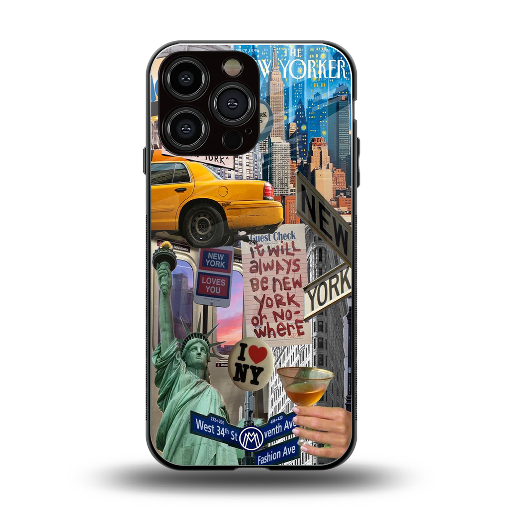 newyorker back phone cover | glass case for iphone 15 pro max
