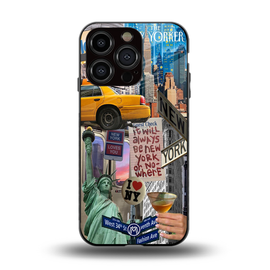 newyorker back phone cover | glass case for iphone 14 pro