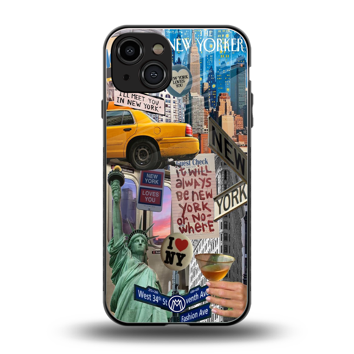 newyorker back phone cover | glass case for iphone 15