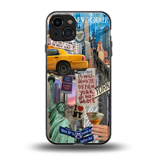 newyorker back phone cover | glass case for iphone 15