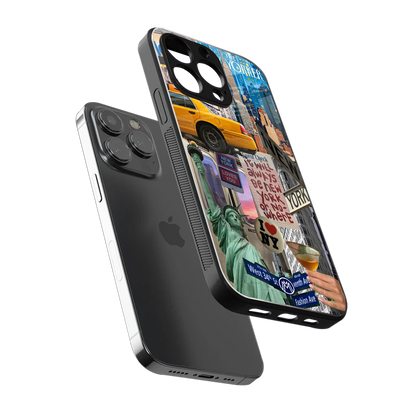 newyorker back phone cover | glass case for iphone 14 pro
