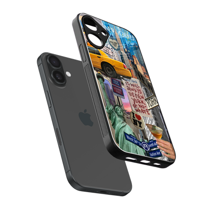 newyorker back phone cover | glass case for iphone 16 plus