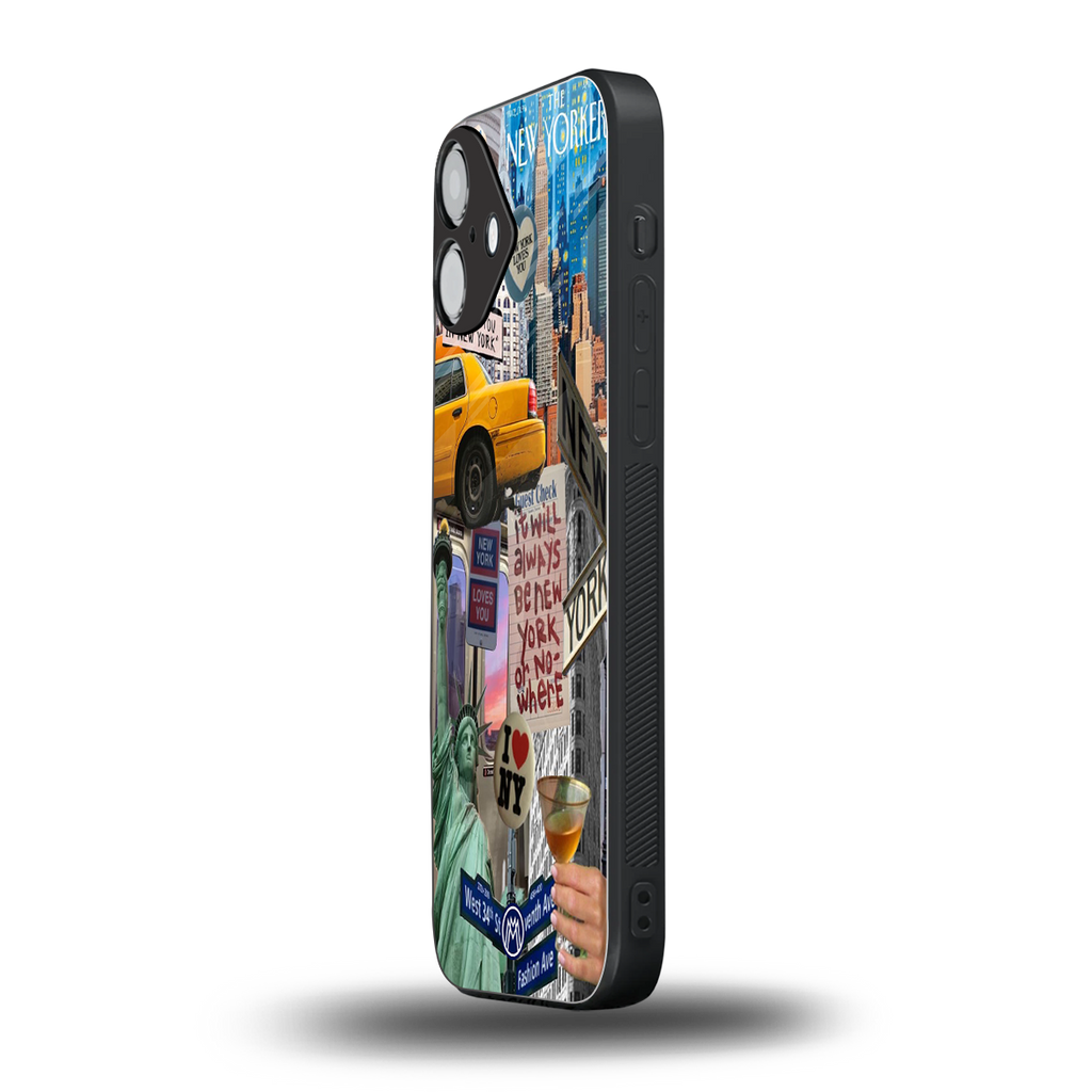 newyorker back phone cover | glass case for iphone 16 plus