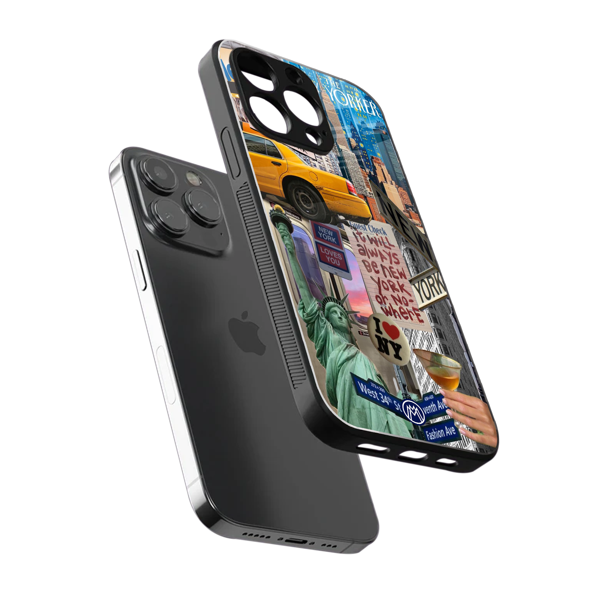 newyorker back phone cover | glass case for iphone 16 pro max