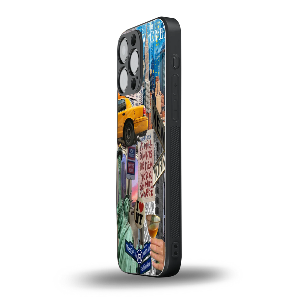 newyorker back phone cover | glass case for iphone 16 pro max