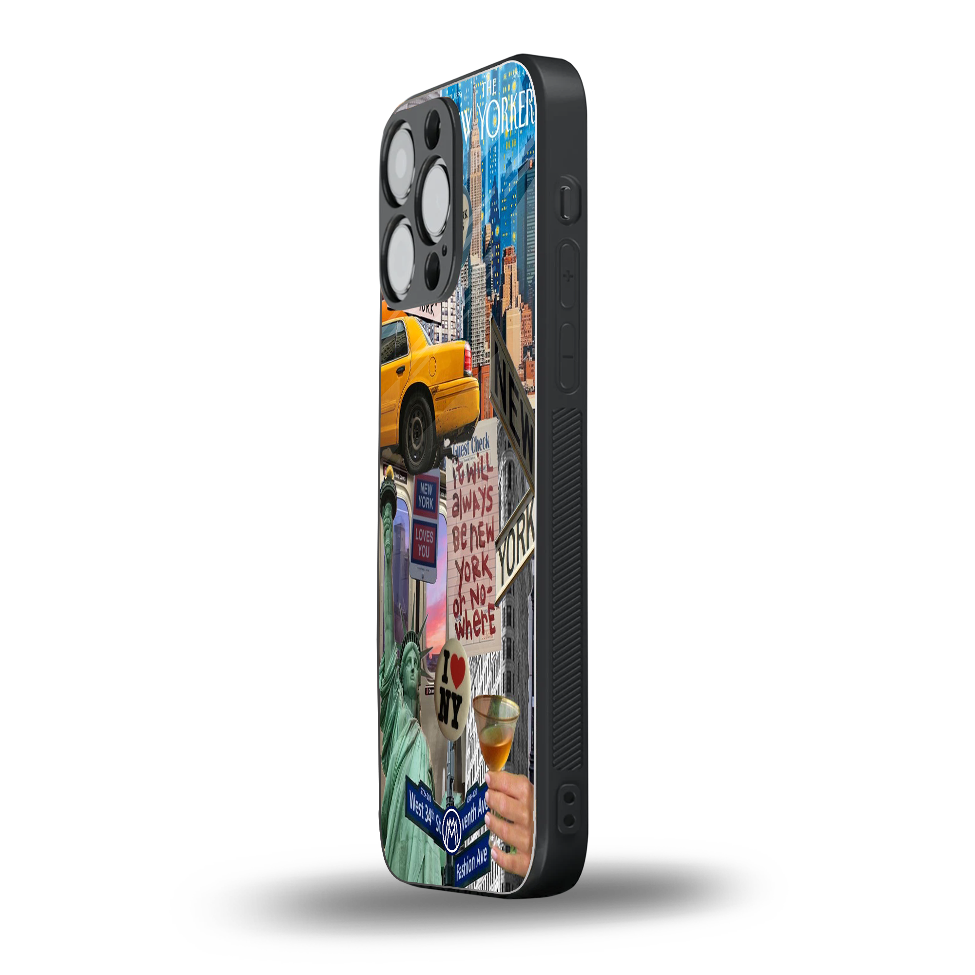 newyorker back phone cover | glass case for iphone 16 pro max