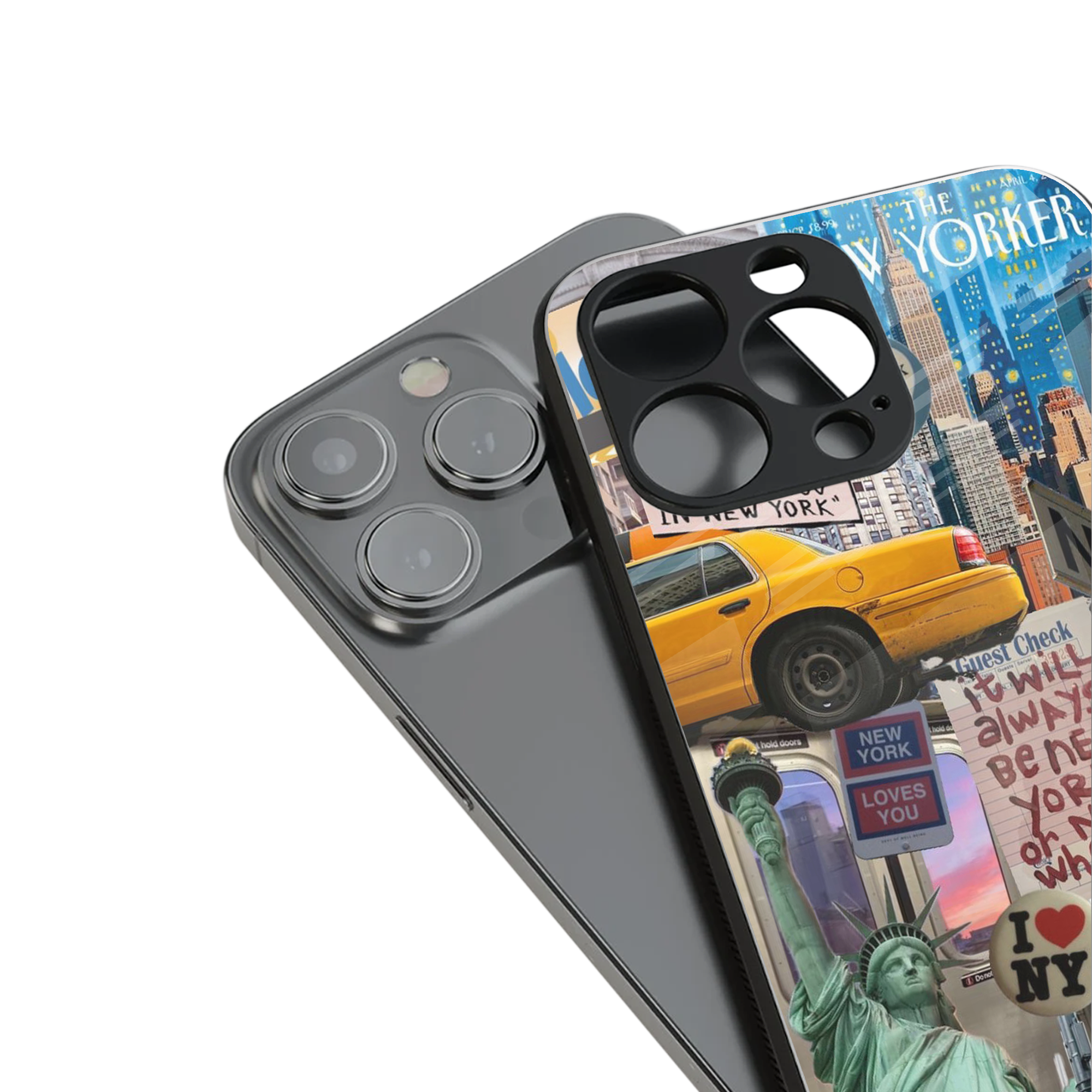 newyorker back phone cover | glass case for iphone 13 pro