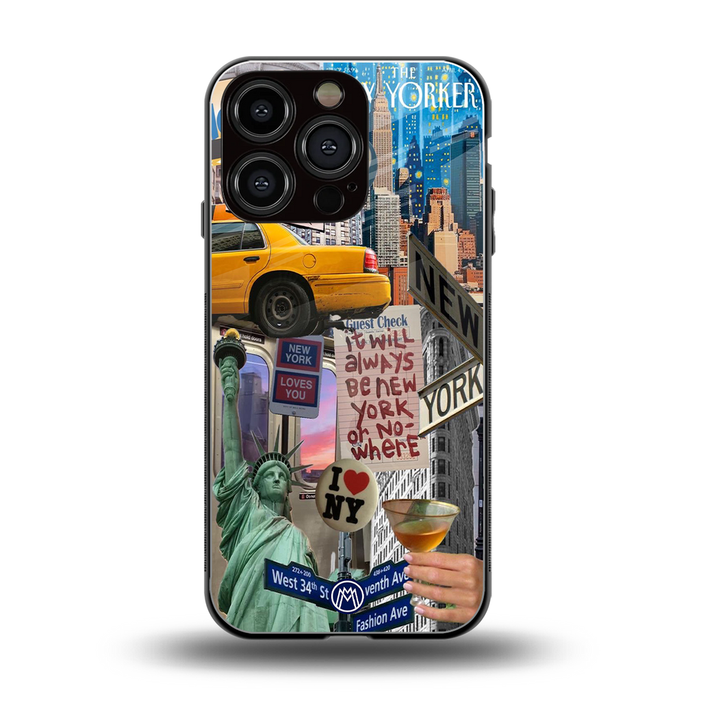 newyorker back phone cover | glass case for iphone 16 pro