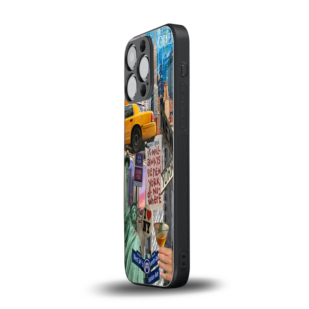 newyorker back phone cover | glass case for iphone 16 pro