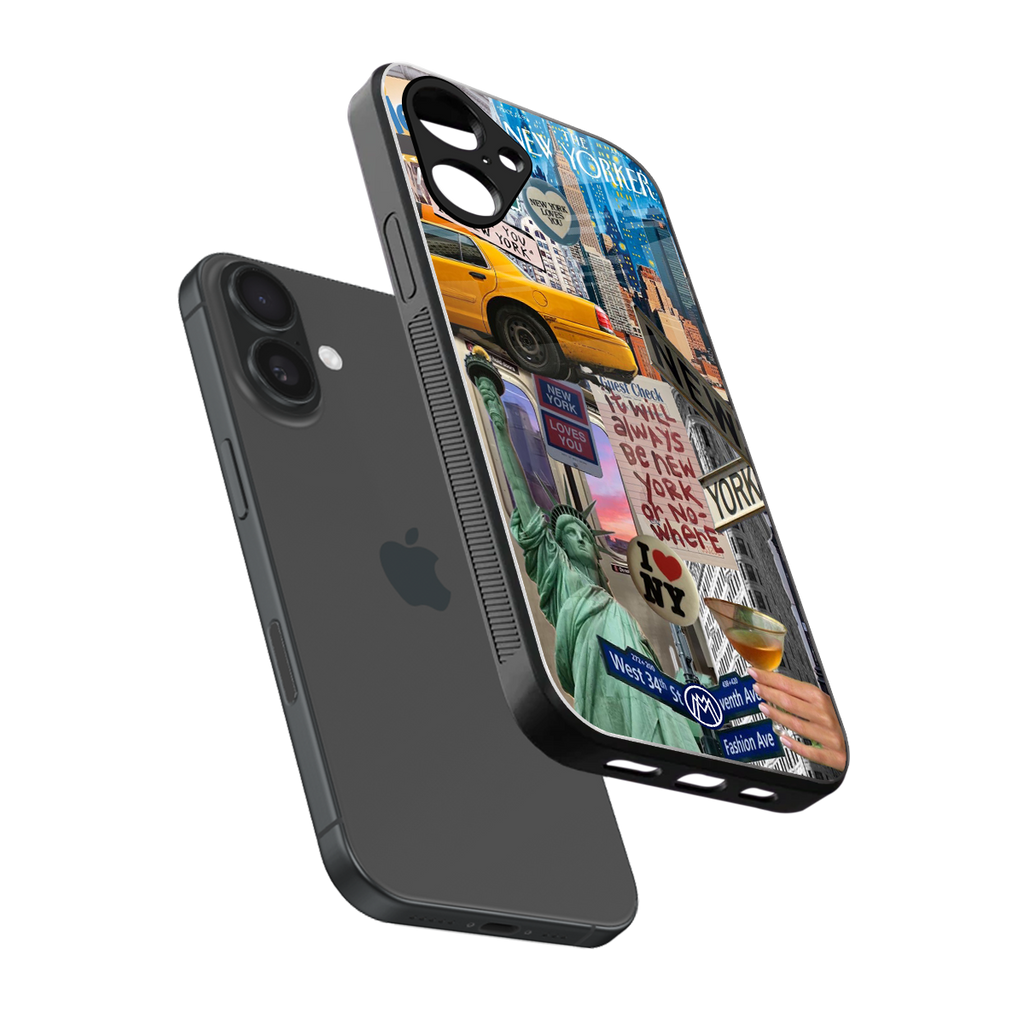 newyorker back phone cover | glass case for iphone 16