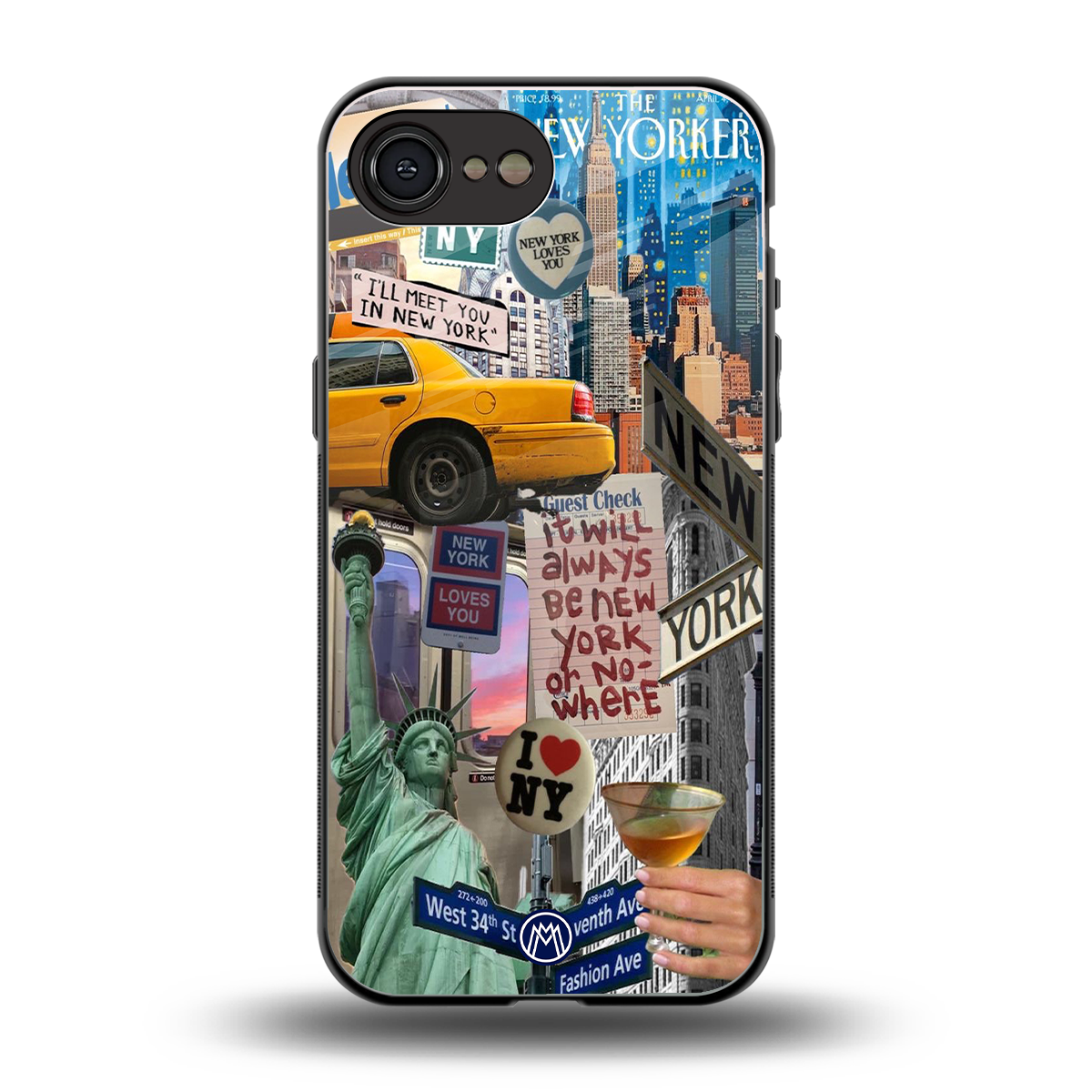 newyorker back phone cover | glass case for iphone 16e