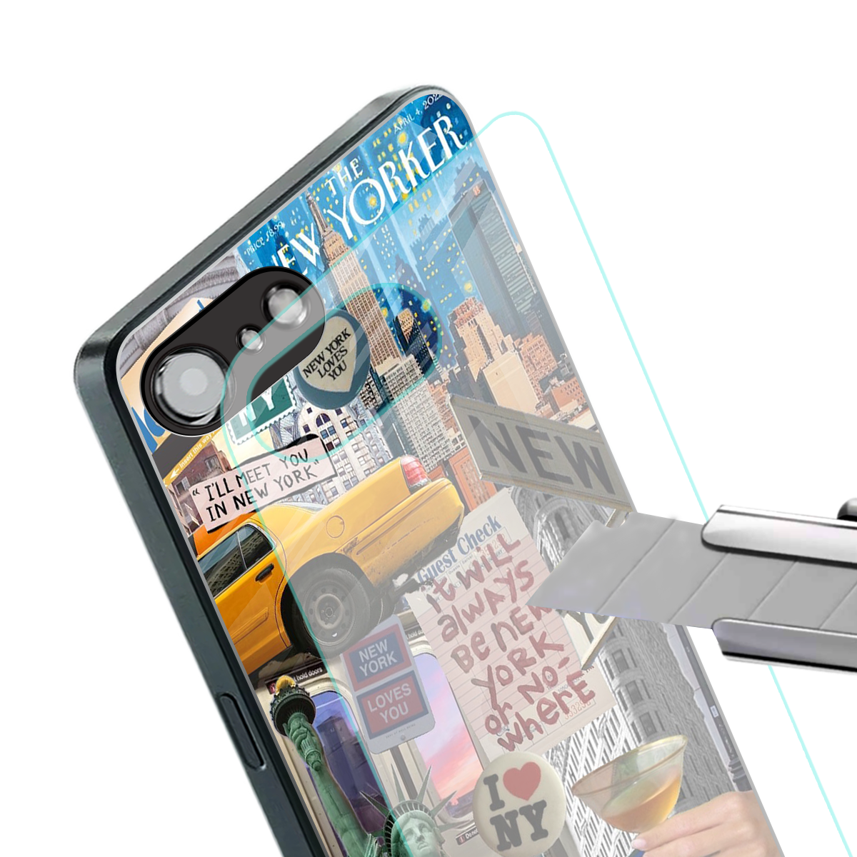newyorker back phone cover | glass case for iphone 16e