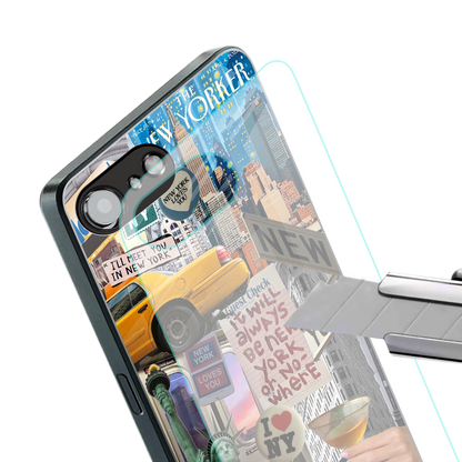 newyorker back phone cover | glass case for iphone 16e