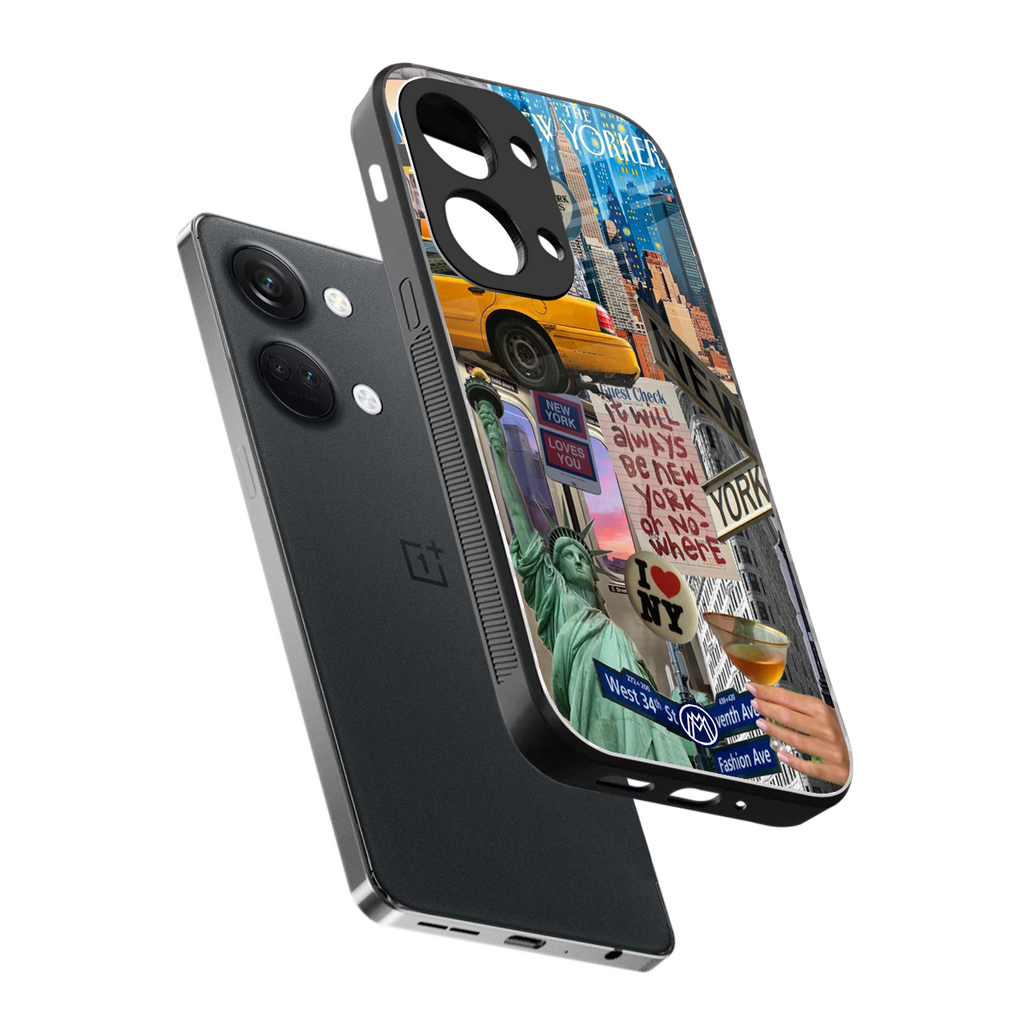 newyorker back phone cover | glass case for oneplus nord 3