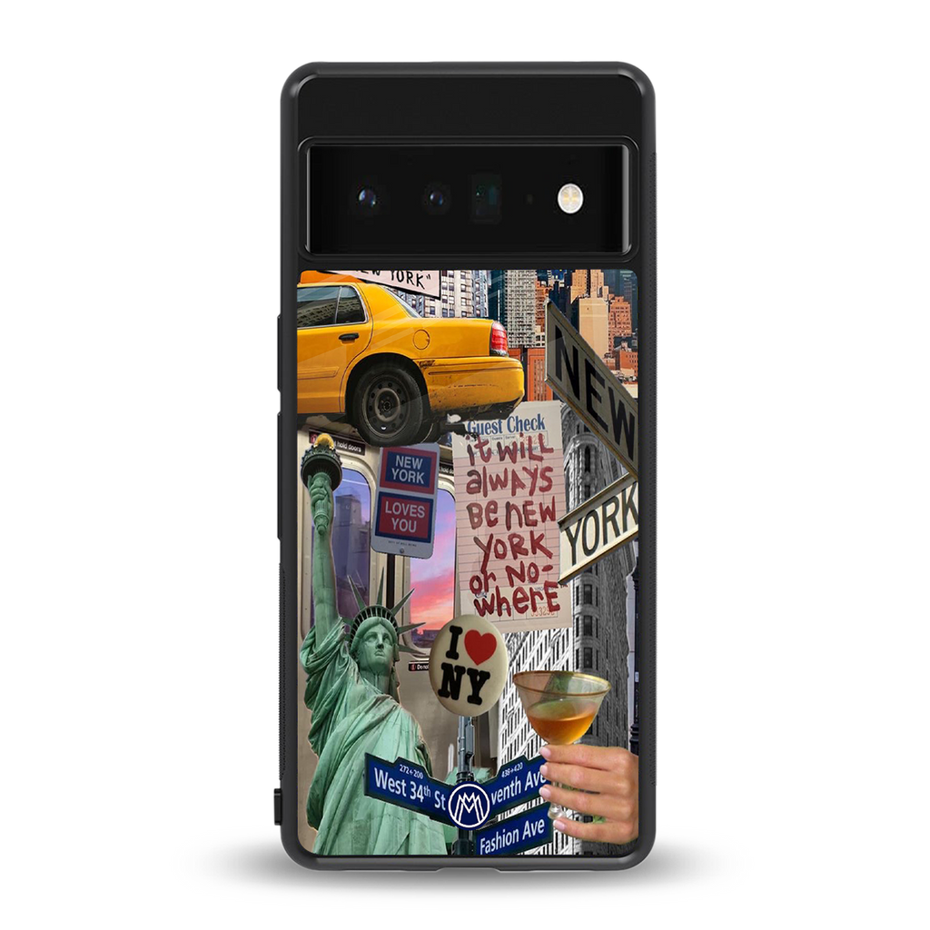 newyorker back phone cover | glass case for google pixel 6 pro