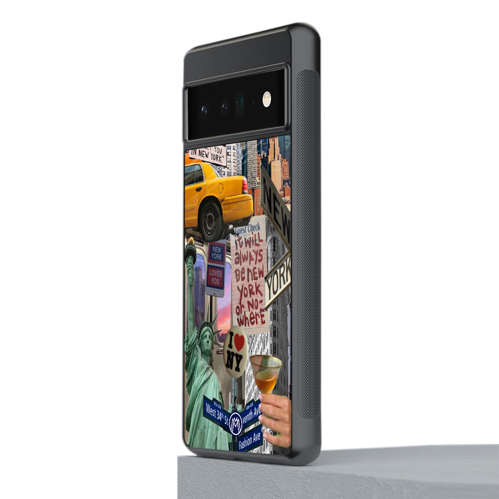 newyorker back phone cover | glass case for google pixel 6 pro