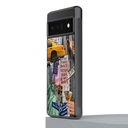 newyorker back phone cover | glass case for google pixel 6 pro
