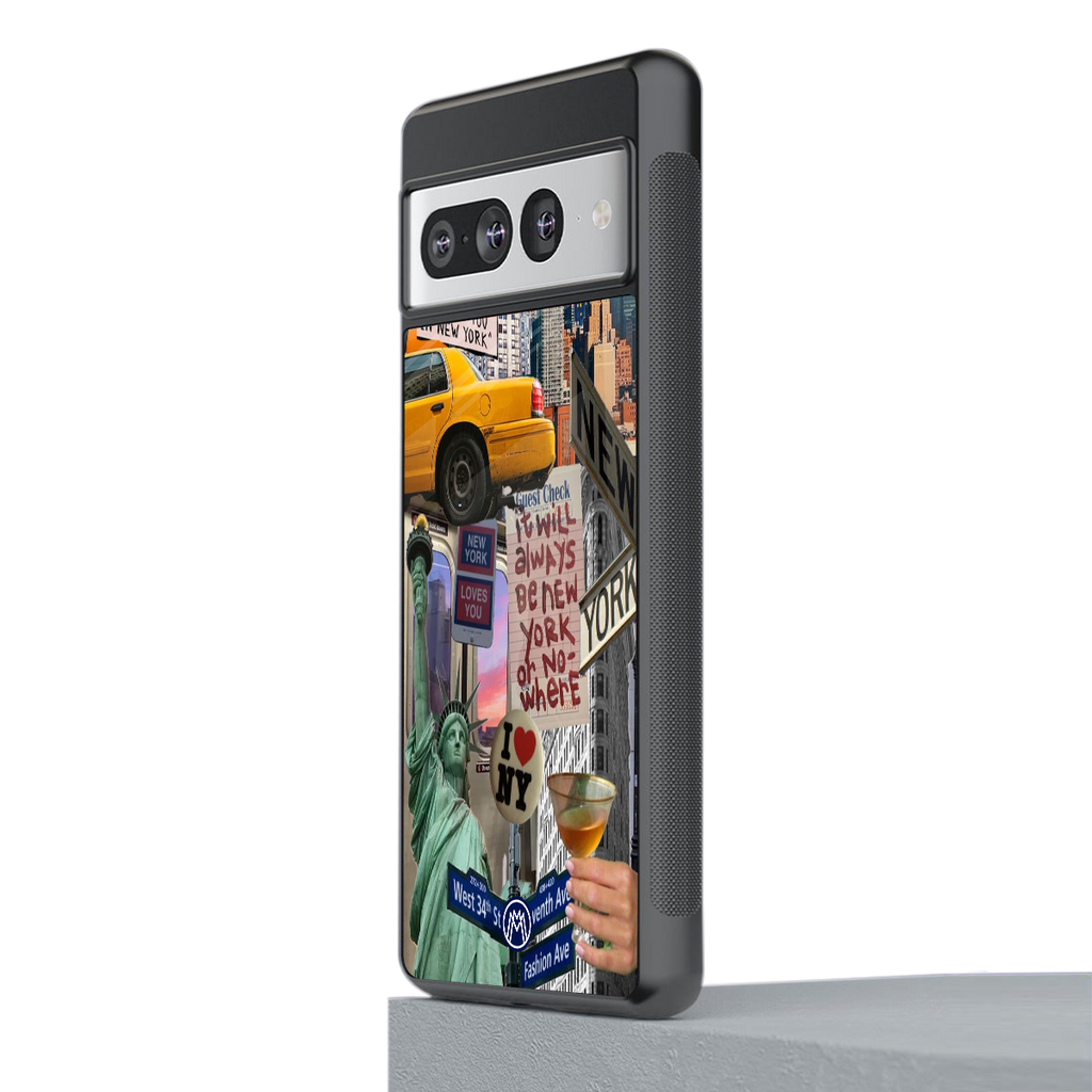 newyorker back phone cover | glass case for google pixel 7 pro