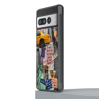 newyorker back phone cover | glass case for google pixel 7 pro