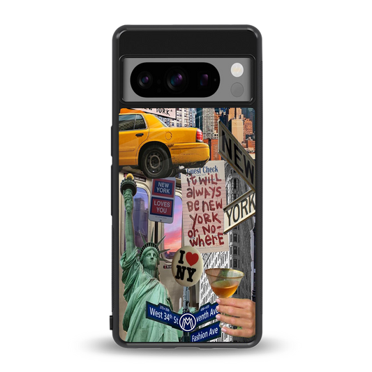 newyorker back phone cover | glass case for google pixel 8 pro