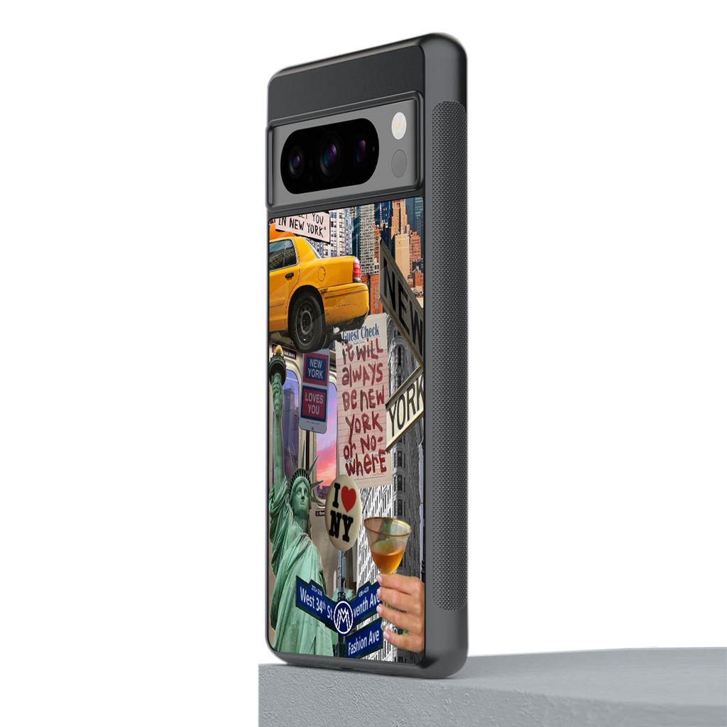 newyorker back phone cover | glass case for google pixel 8 pro