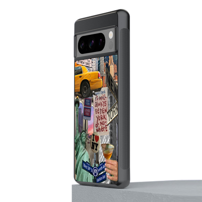 newyorker back phone cover | glass case for google pixel 8 pro