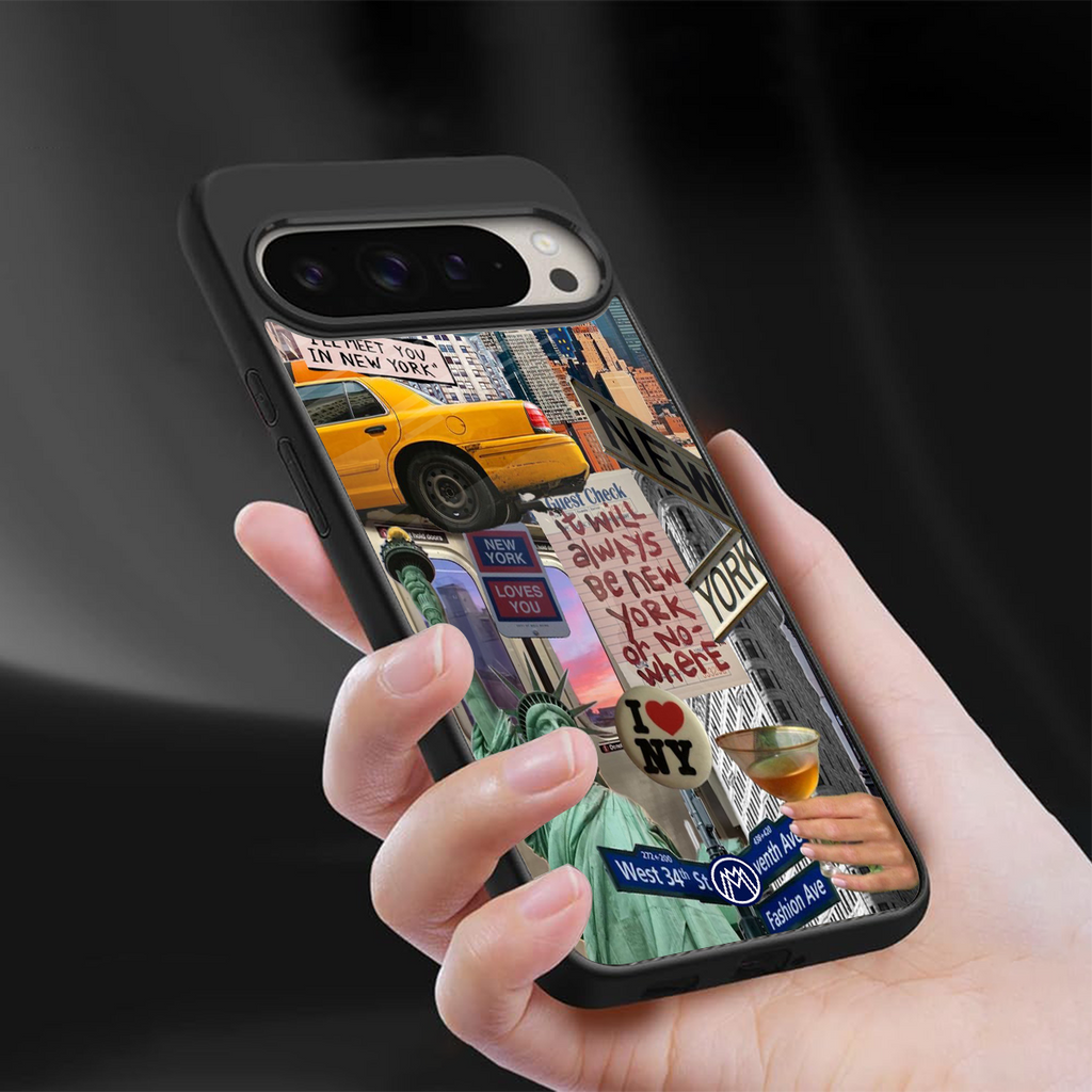 newyorker back phone cover | glass case for google pixel 9 pro