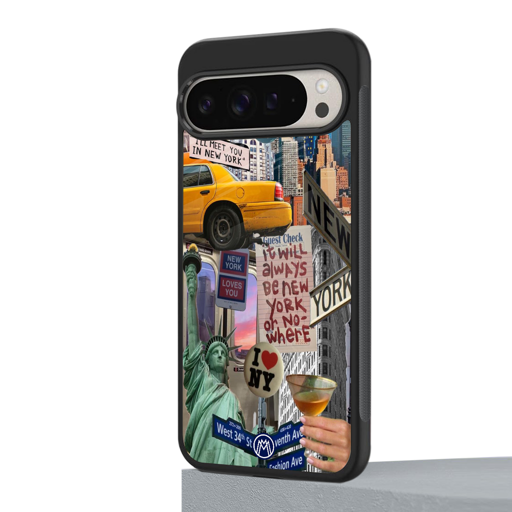 newyorker back phone cover | glass case for google pixel 9 pro