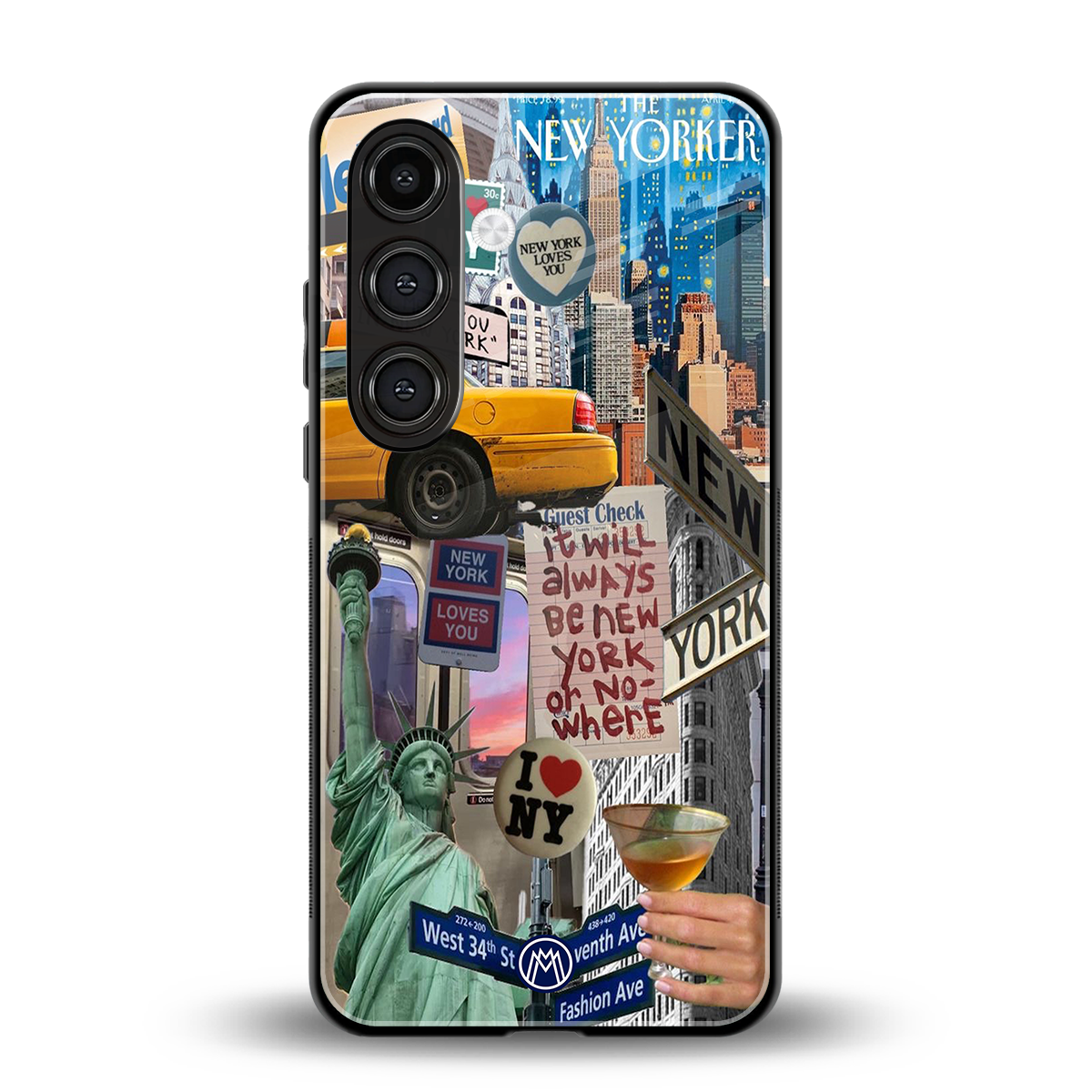 newyorker back phone cover | glass case for samsung galaxy s24 plus