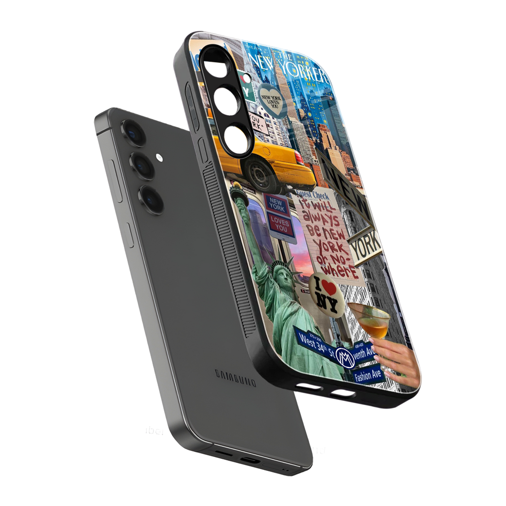 newyorker back phone cover | glass case for samsung galaxy s24 plus
