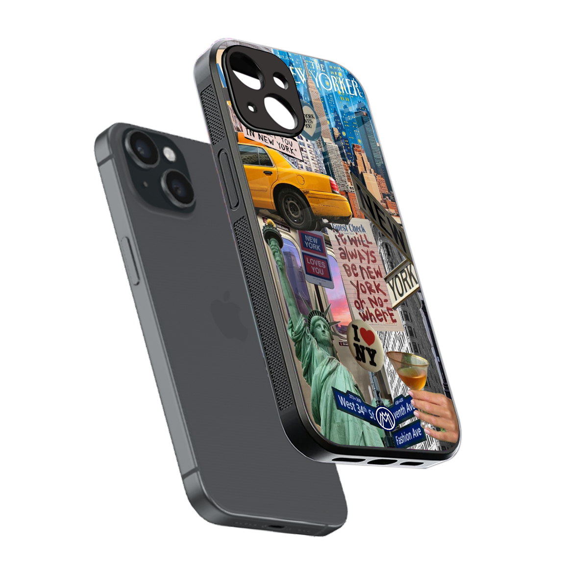 newyorker back phone cover | glass case for iphone 15