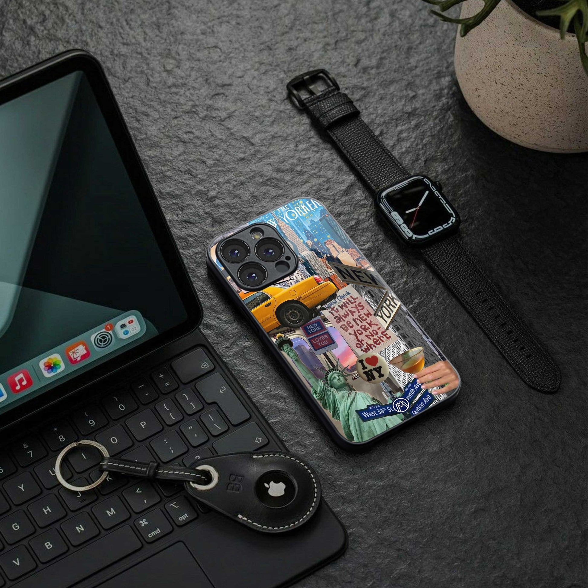 newyorker back phone cover | glass case for iphone 13 pro max