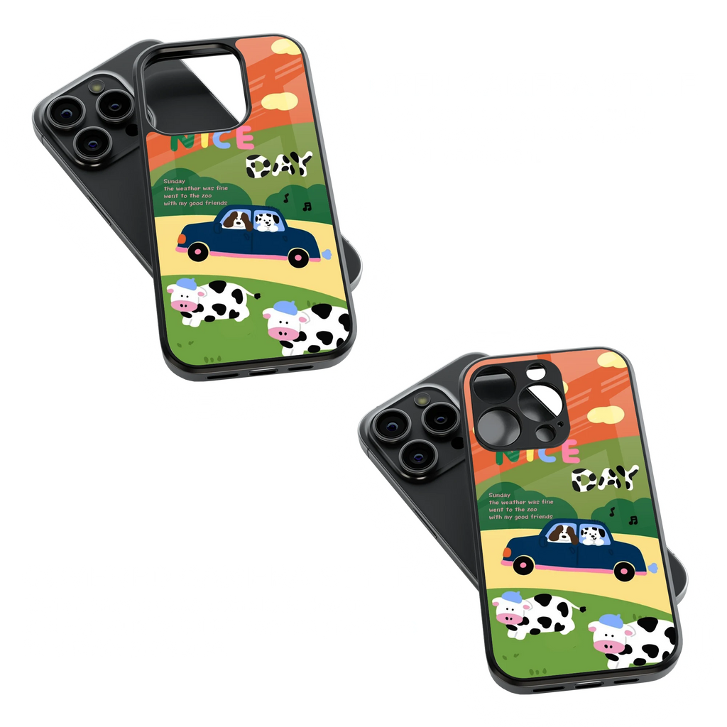 Trendy Glass Back Mobile Case for iPhone, Samsung, Redmi, OnePlus, Google Pixel, Motorola