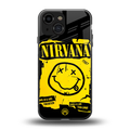nirvana yellow back phone cover | glass case for iphone 13 mini