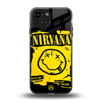 nirvana yellow back phone cover | glass case for iphone 13 mini