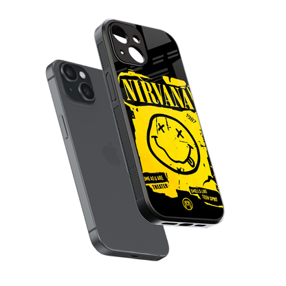 nirvana yellow back phone cover | glass case for iphone 13 mini