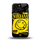 nirvana yellow back phone cover | glass case for iphone 13 pro