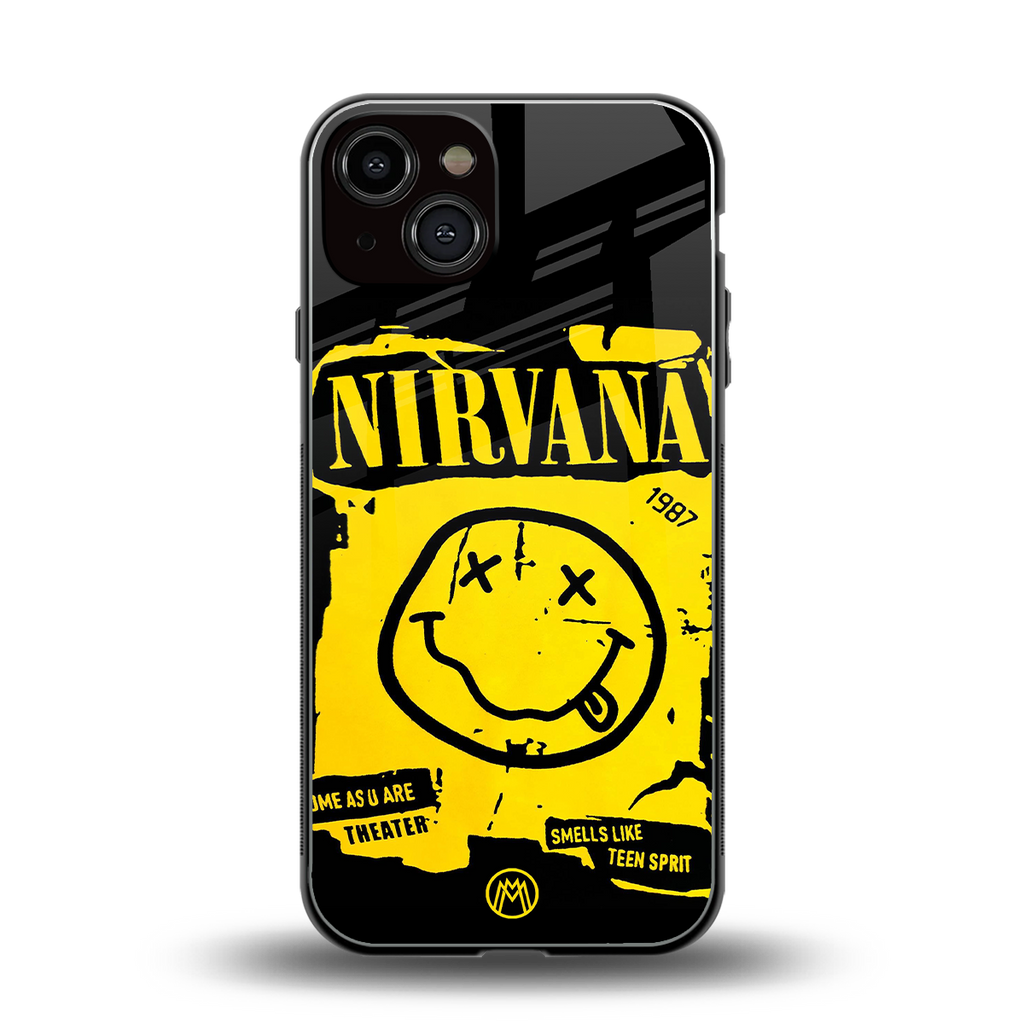 nirvana yellow back phone cover | glass case for iphone 13