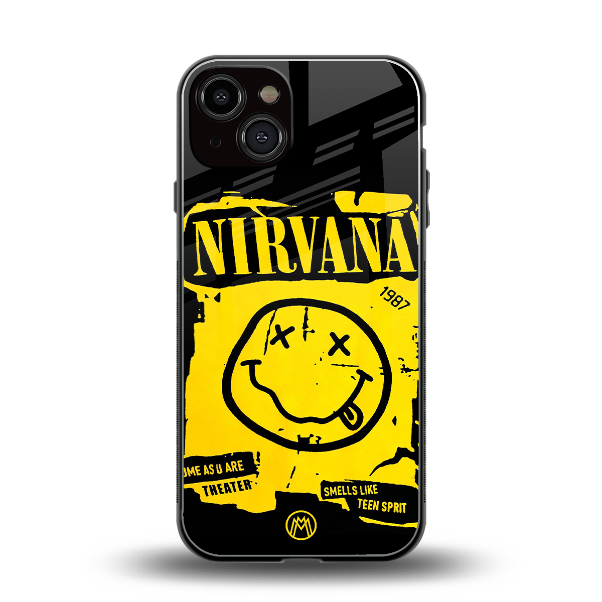 nirvana yellow back phone cover | glass case for iphone 13