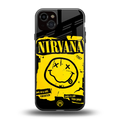 nirvana yellow back phone cover | glass case for iphone 15 plus