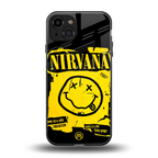 nirvana yellow back phone cover | glass case for iphone 15