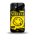nirvana yellow back phone cover | glass case for iphone 16 plus